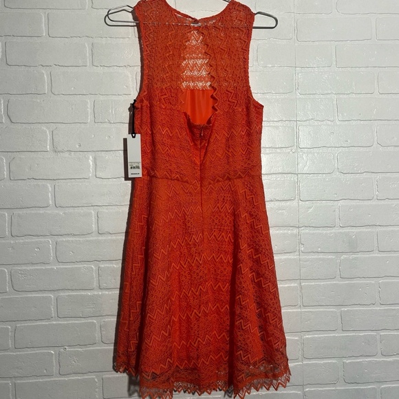 BB Dakota Womens Dress Renley Lace Fit Flare Dress Size 4 Coral Sleeveless NWT - Picture 5 of 14